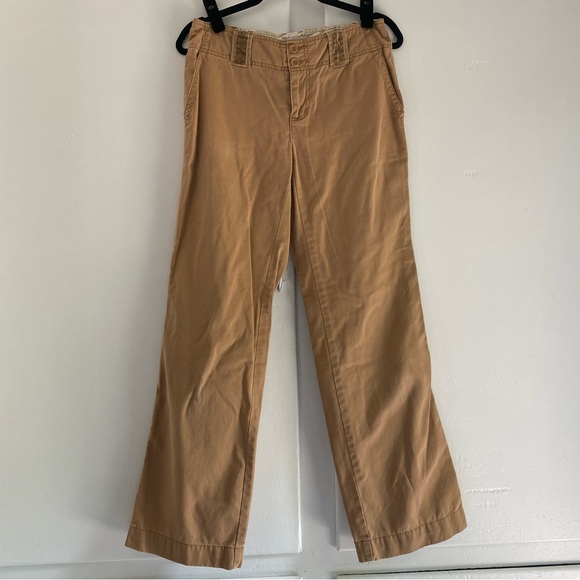 Old Navy Pants - Vintage Y2K Old Navy Tan Pant Side Pockets Flap Back Pockets Velvet Belt Loops4